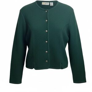 Aston Vintage 100% boiled wool, button down  jacket, gorgeous shade of green